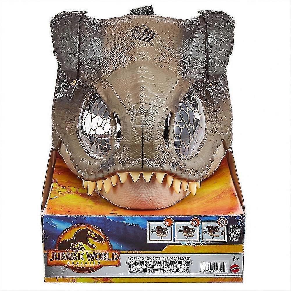 Cryin Jurassic World Dinosaur Movable Mouth Mask Tyrannosaurus Rex Mask Halloween Prop Brown