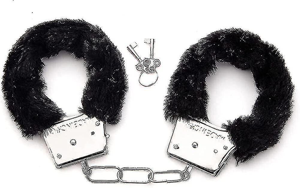 Elsavct Metal Handcuffs With 2 Keys For Cosplay Police Role-play Toy Black