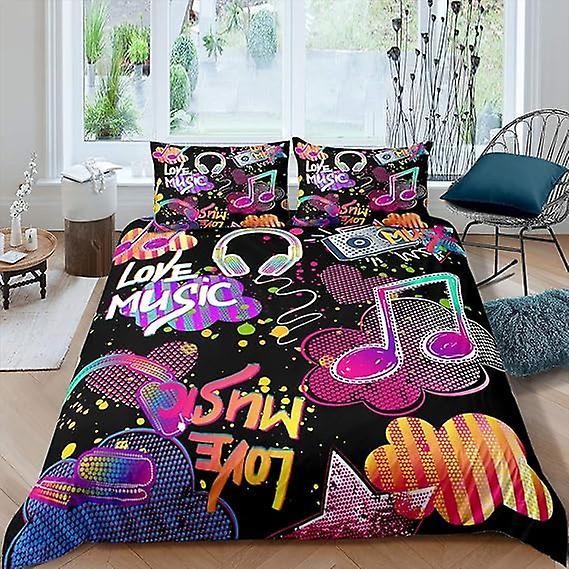 Headphones Radio Music Note Bedding Duvet Cover Set For Kids Adults Quilt Cover Pillowcases 135x200cm