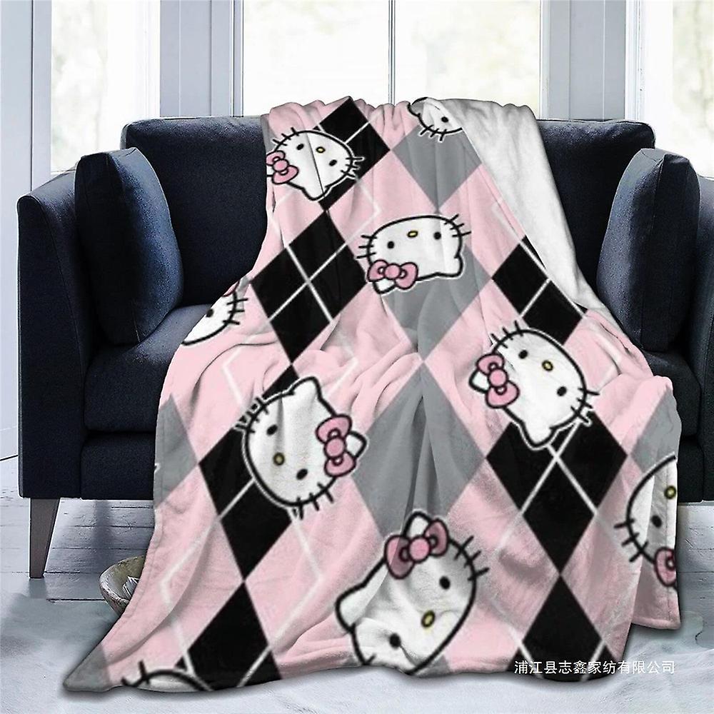 Bestdaily 2024 3d Hello Kitty Kawaii Cartoon Anime Blanket Ultra Soft Warm Fleece Flannel Blankets Sofa Bed Car Throw Gifts Pink