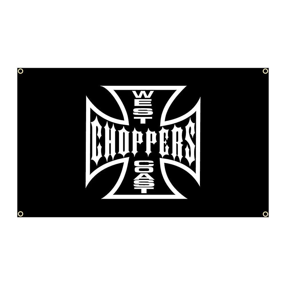 Bolongking 90x150cm West Coast Chopper  Motorcycle Flag Polyester Printed Garage or Outdoor Decoration Banner Tapestry 4 holes in 4 corners 60 x 90cm