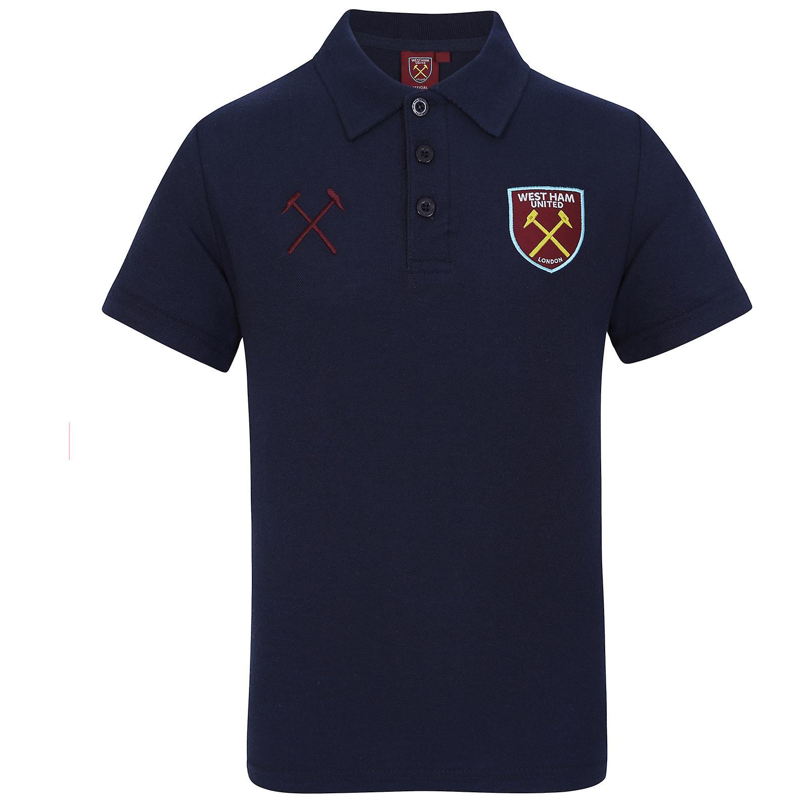 West Ham United FC West Ham United Mens Polo Shirt Crest OFFICIAL Football Gift Navy 3XL