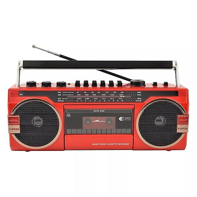 Speakers Mk-132 Retro Tape Radio 5.0 Bluetooth Player  Multi-Frequency Radio USB TF Card Playback Tape Mp3 Player Recorder Audio Components red