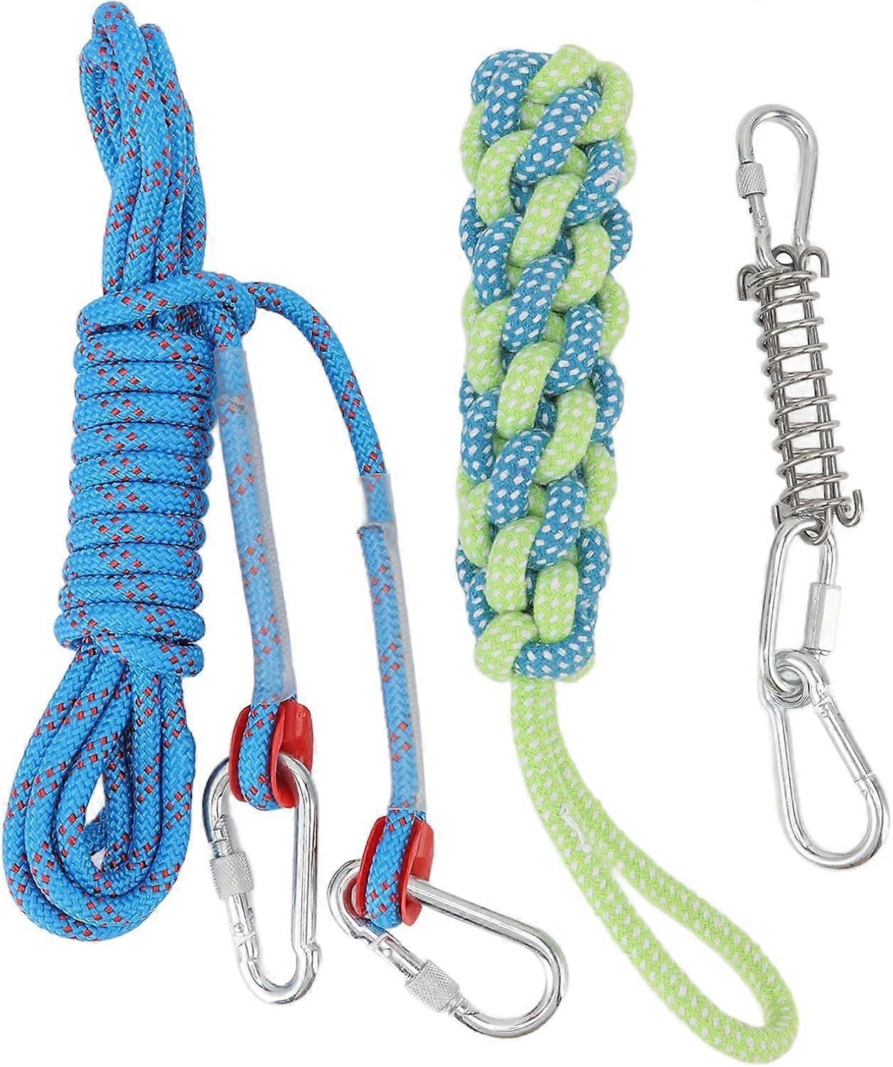 Augro Dog Spring Pole Toys Set Outdoor Hanging Exercise Cotton Rope Dog Teething Toy