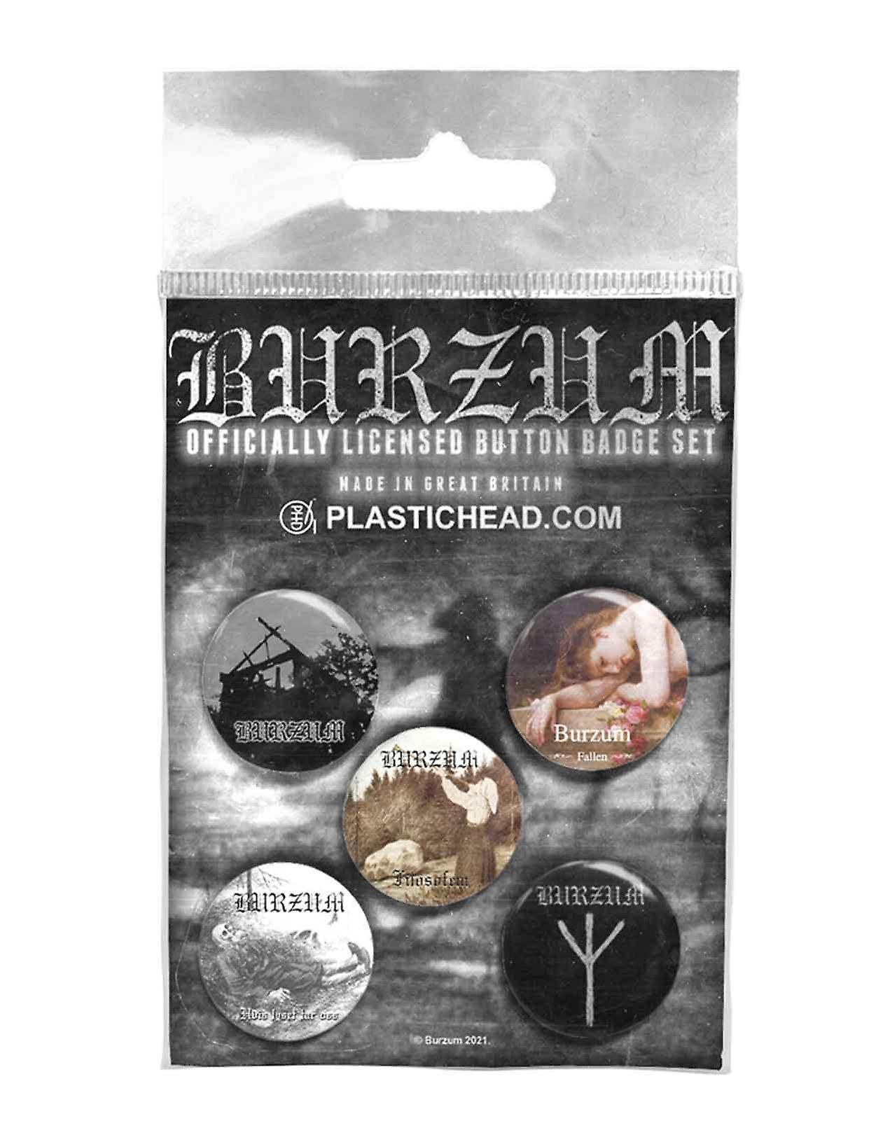 Burzum Button Badge Pack Albums Band Logo new Official Set Of 5 Black One Size