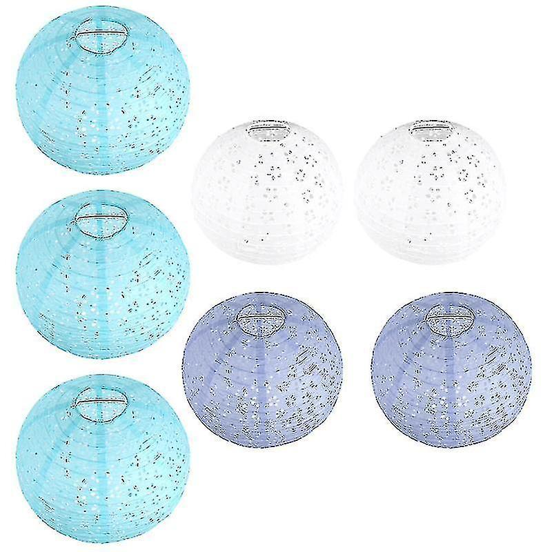 Tianzun 30x30cm Assorted Color Holiday Ornaments 7pcs Hollow-out Round Paper Lantern Delicate Party Festival