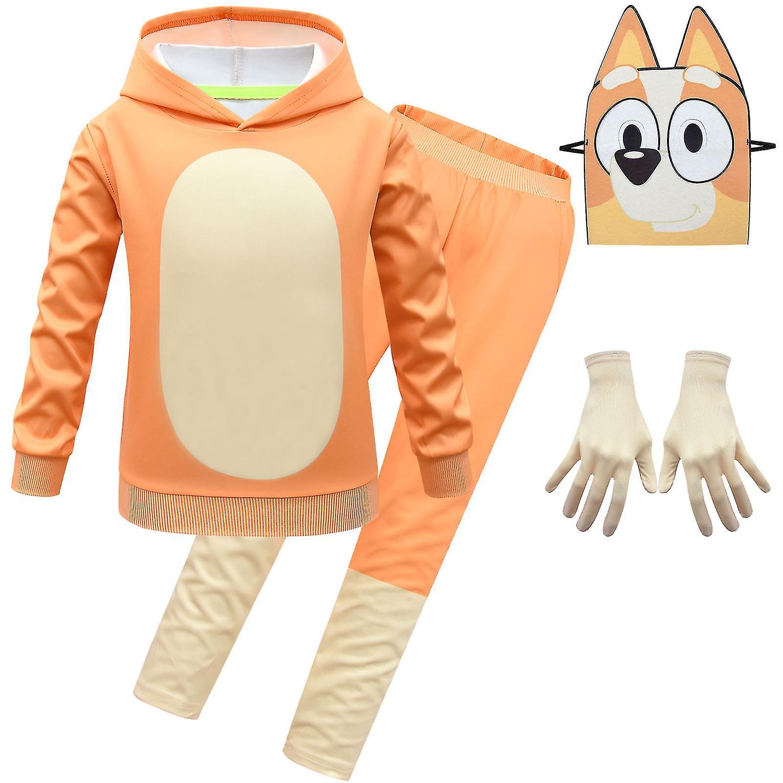 Szltcv Halloween Costume Lovely Blueying Bingoed Anime Cosplay Clothings Carnival Party Long Sleeve Trousers Mask Gloves Mask For Kids 130 yellow sets