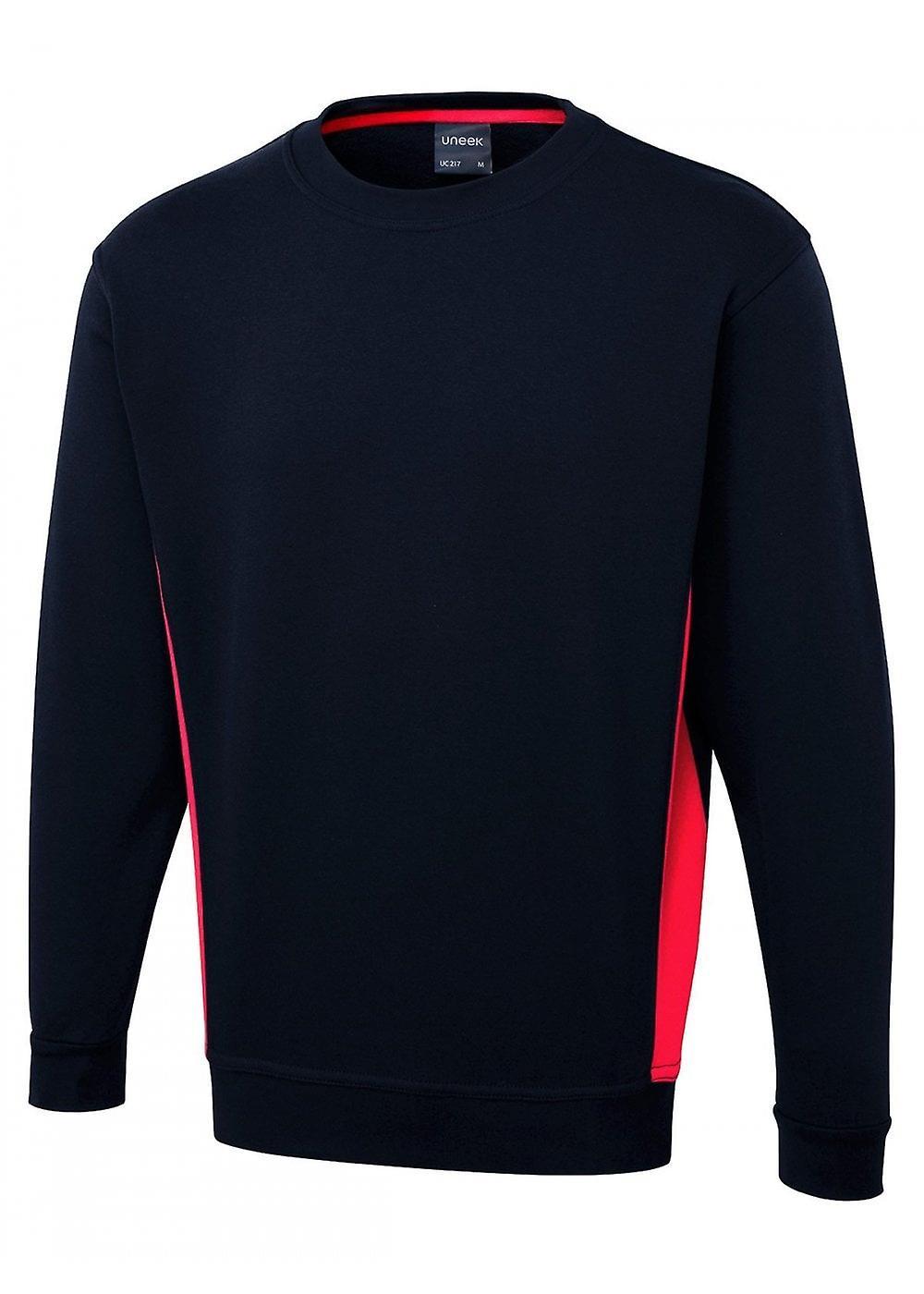 Men's Uneek Two Tone Crew New Sweatshirt UC217 Navy/red L