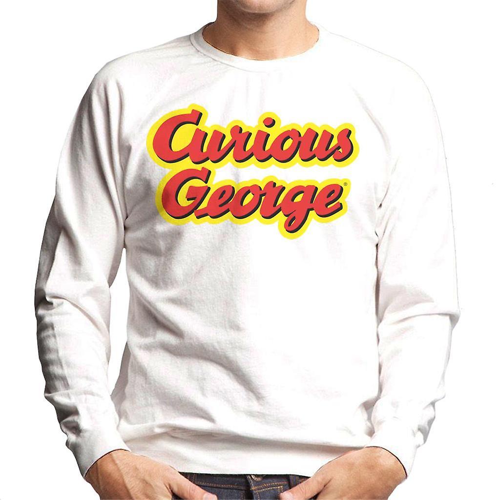 Curious George Big Outlined Logo Font Men's Sweatshirt White XX-Large