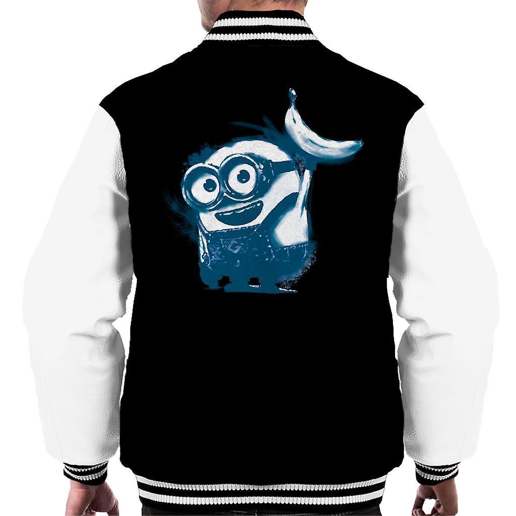 Despicable Me Bob The Minion Banana Art Men's Varsity Jacket Black/White Large