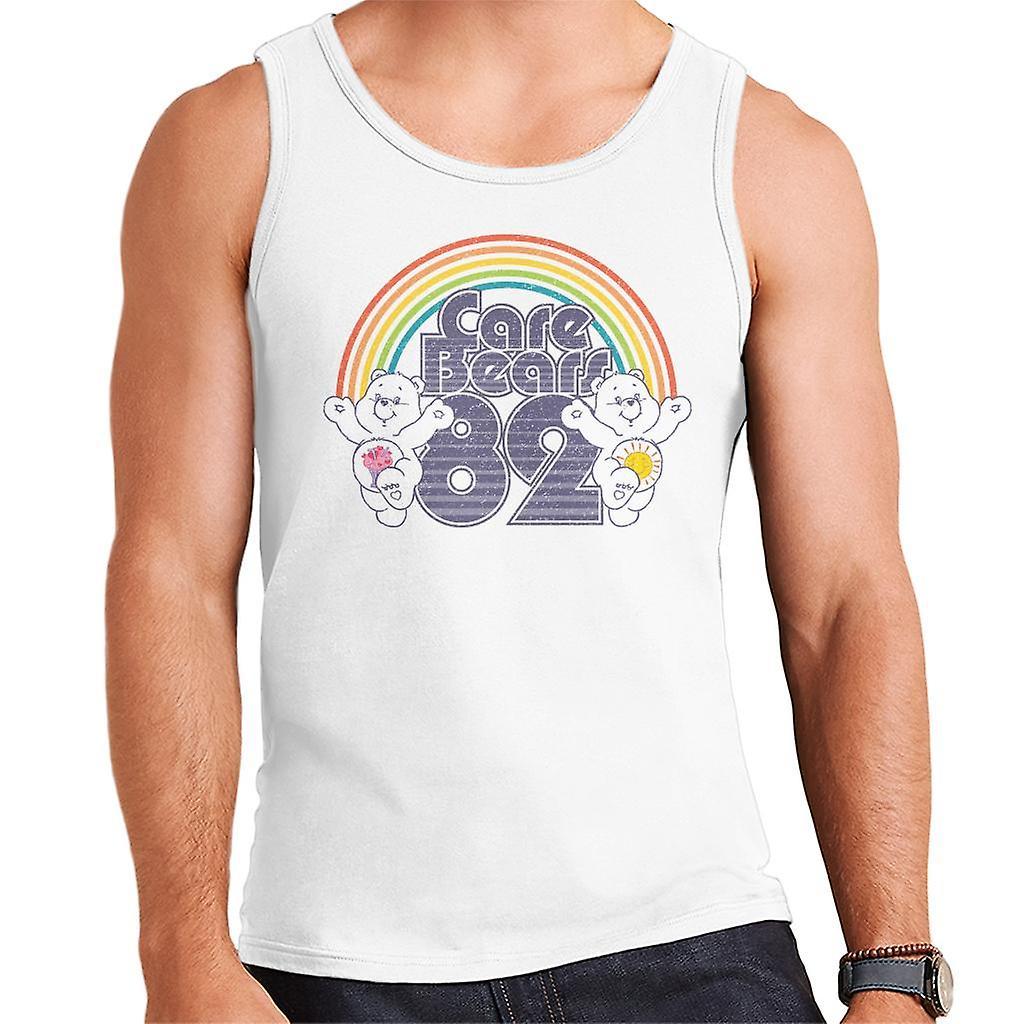 Care Bears 82 Rainbow Funshine Bear And Share Bear Men's Vest White X-Large