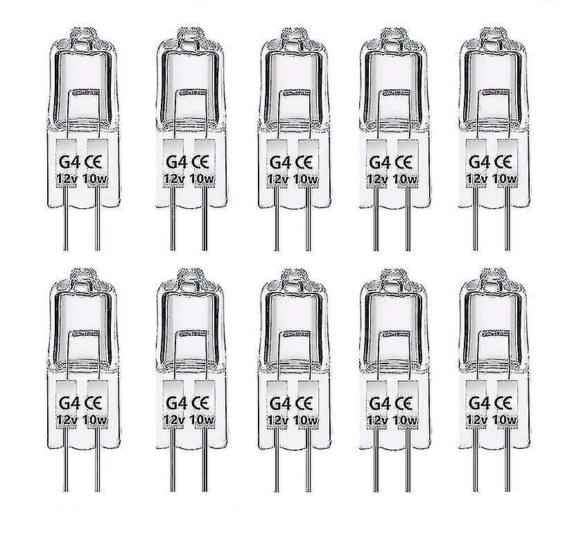 Generic 10Pack G4 Halogen Light Bulbs 10W 12V Dimmable 2 Pin Lamp Bulb, Warm White Clear Capsule 2 Pin Base, For Lighting