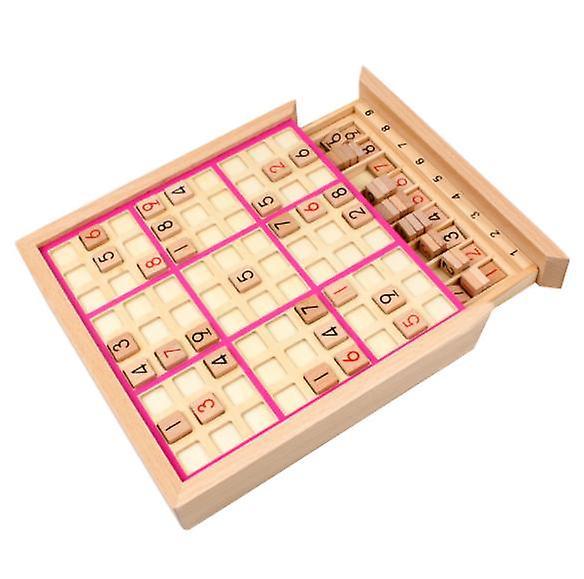 Yesfit Wooden Sudoku Nine Square Grid Game Chess Children's Logical Thinking Training Puzzle Board Game Toy Board red