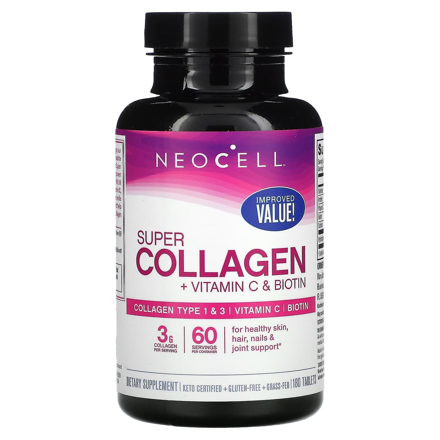 NeoCell, Super Collagen, + Vitamin C & Biotin, 180 Tablets