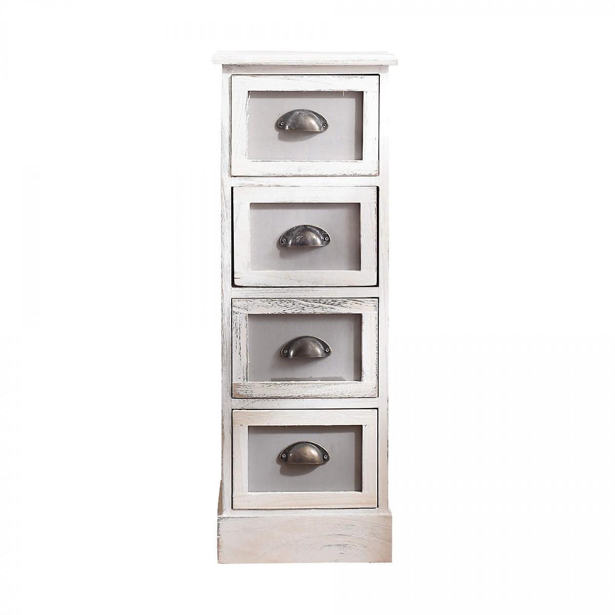 Mobili Rebecca Rebecca Furniture Comfort Drawer 4 Vintage White Wood Drawers 80x29x25