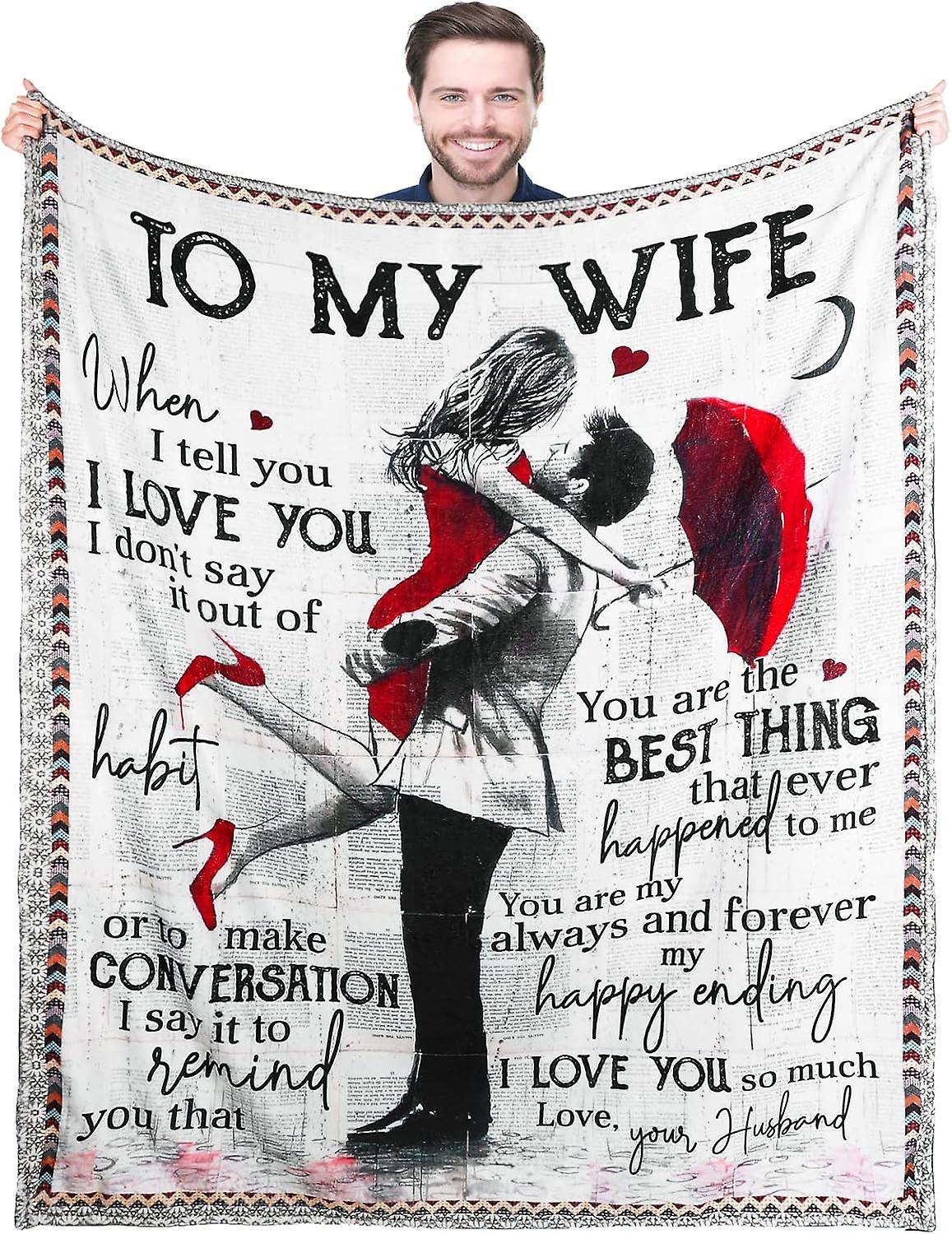 LINCMAN To My Wife Blanket Gifts For Wife-valentines Day Gifts For Her,wife Birthday Gift Ideas, Wedding Anniversary Romantic Gifts For Her,wife Bl...