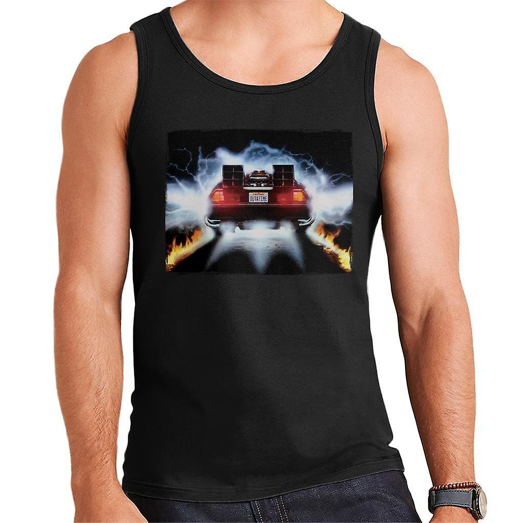 Back to the Future Delorean Taking Off For Time Travel Men's Vest Black Small