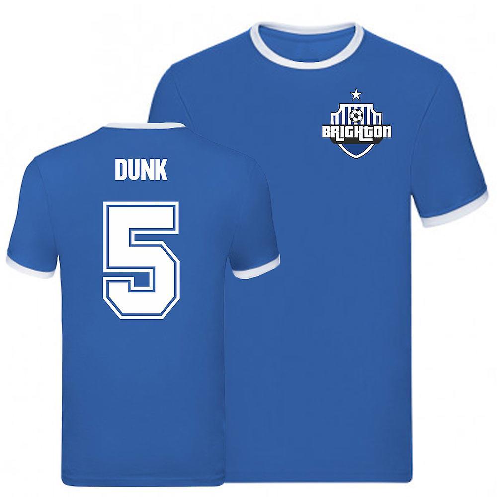 UKSoccerShop Lewis Dunk Brighton Ringer Tee (Blue) Medium (38-40 inch)