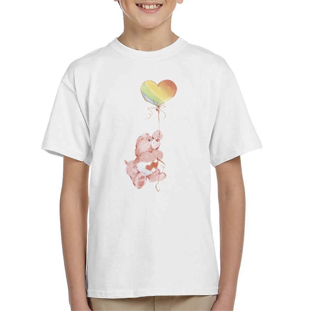 Care Bears Love A Lot Bear Rainbow Balloon Kid's T-Shirt White X-Large (12-13 yrs)