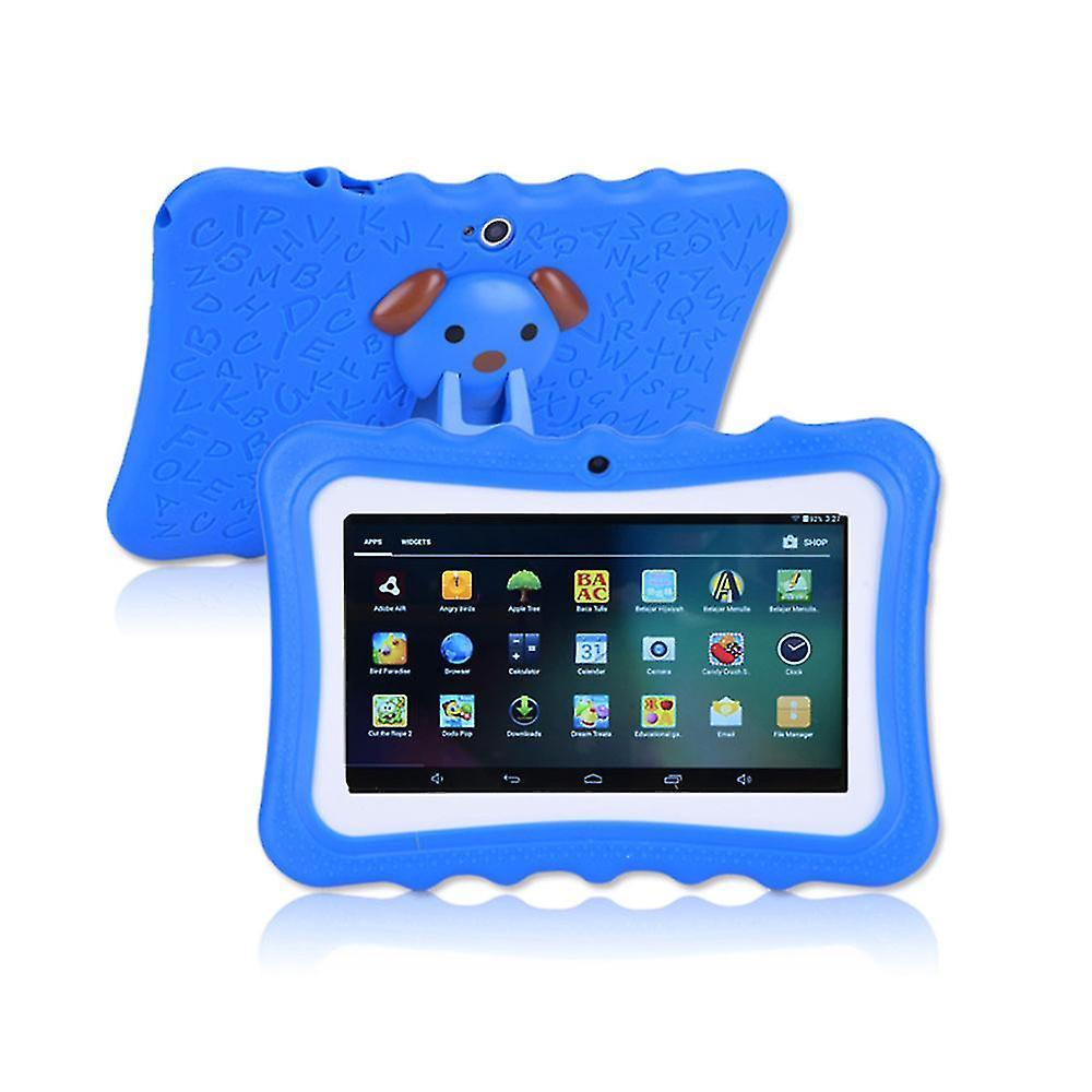 7 Inch Children Android Tablet Pc 8gb Rom 1024 * 600 Resolution Wifi Kids Tablet Computers With Cover Blue UK Plugs