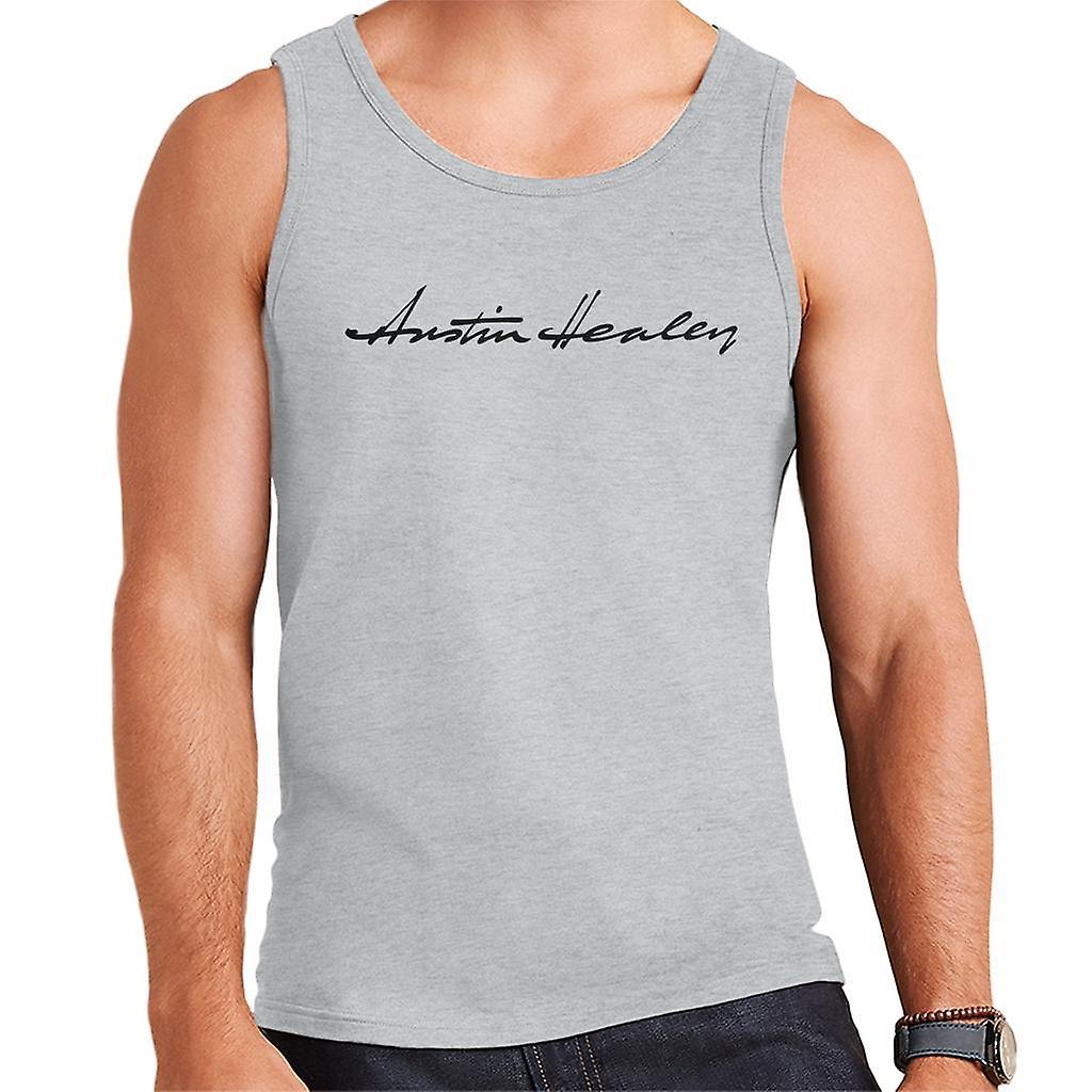 Austin Healey Handwriting Logo British Motor Heritage Men's Vest Heather Grey Medium