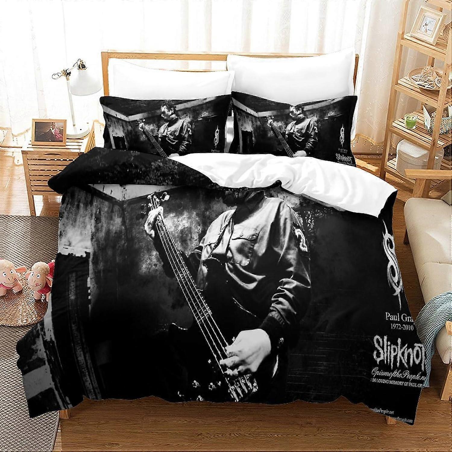 Kerota Slipknot Duvet Cover 3D Rock Band Bedding Set Girls Boys Kids Quilt Cover 3 Pcs Microfiber Soft Bedding Quilt Cover Single135x200cm