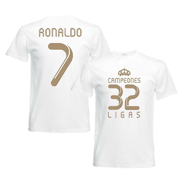 Gildan 2012 Real Madrid Champions T-Shirt (White) - Ronaldo 7 LB (9-11 Years)