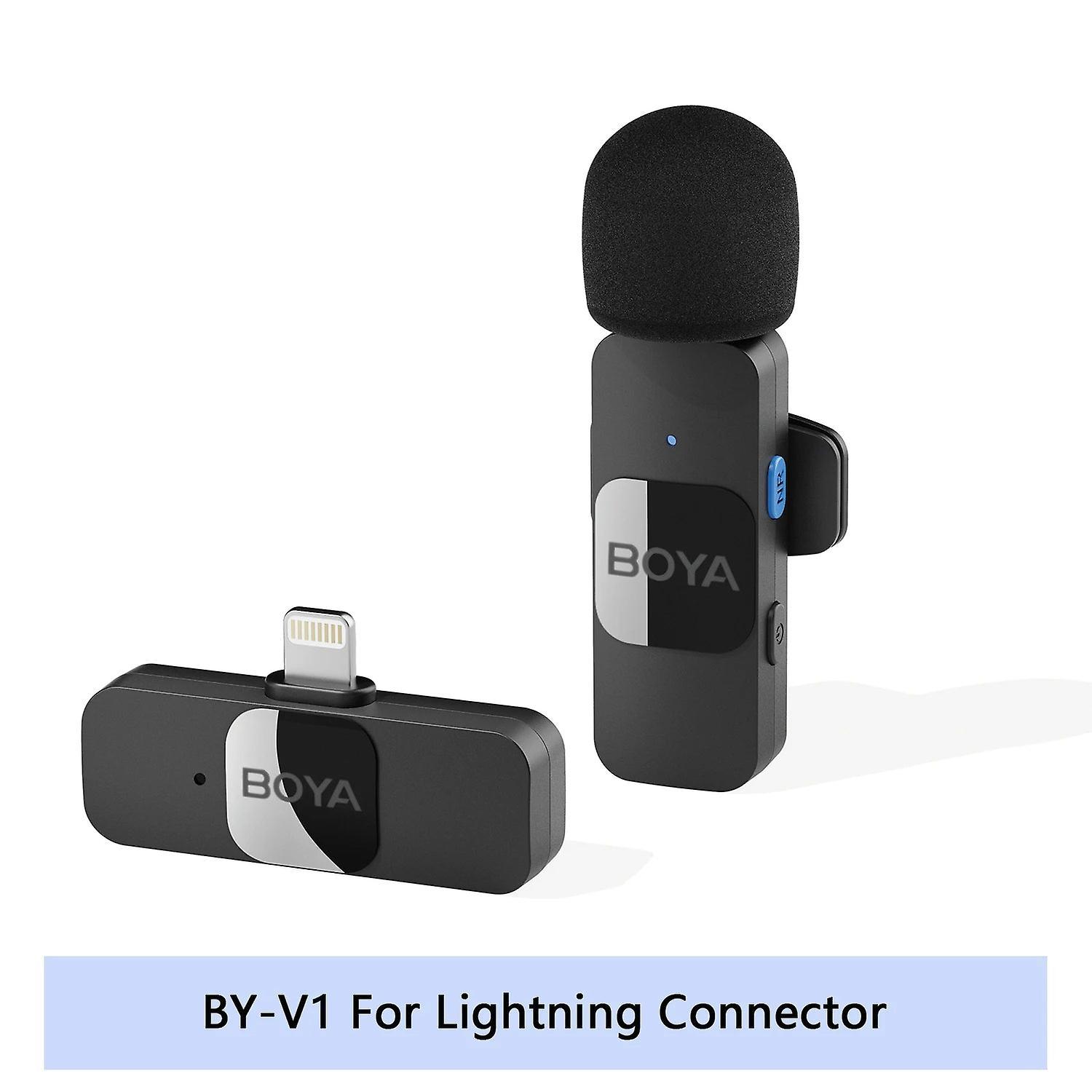 Microphones Boya by-v professional wireless lavalier mini microphone for iphone ipad android live broadcast gaming recording interview vlog By-v1.-...