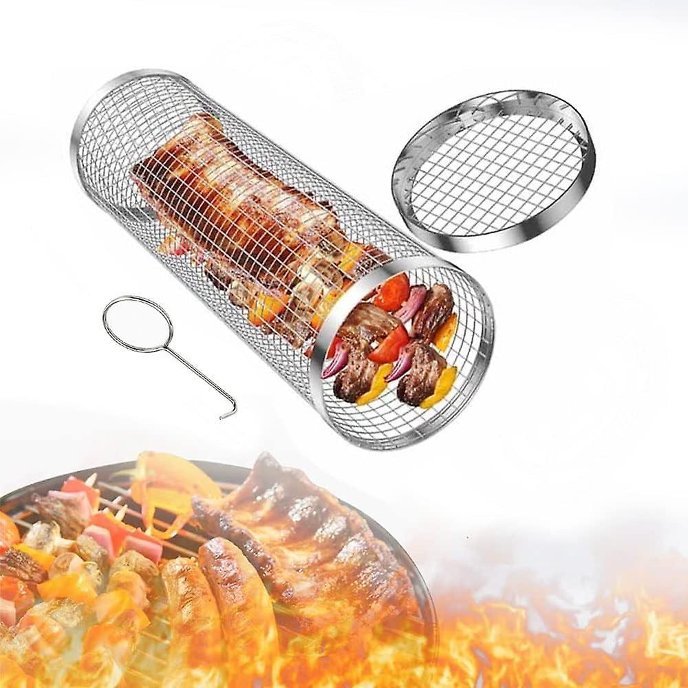 Taiyuan 1 Piece Rolling Grill Basket, Grill Basket for Grill, Stainless Steel Grill Basket, Grill Basket for Grill Accessories