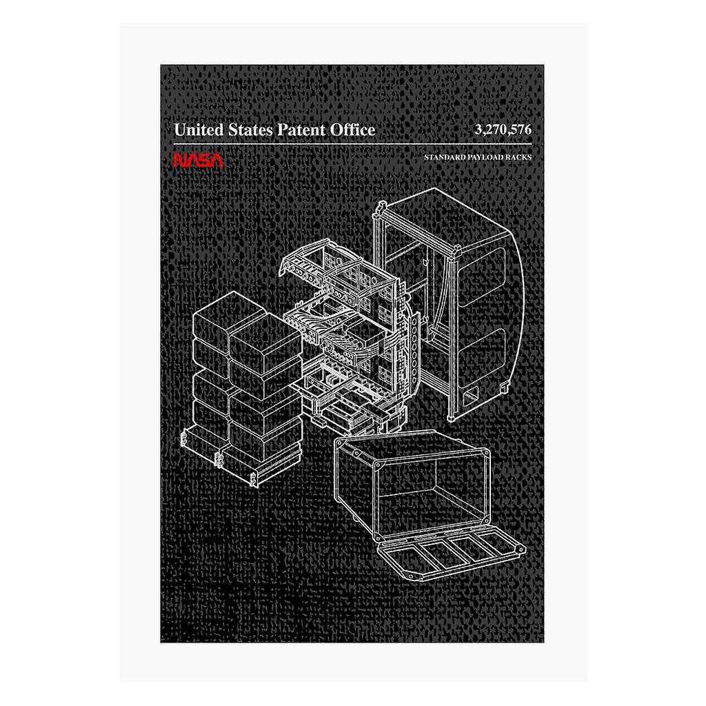 NASA Standard Payload Racks Blueprint A4 Print Black 21cm x 29.7cm