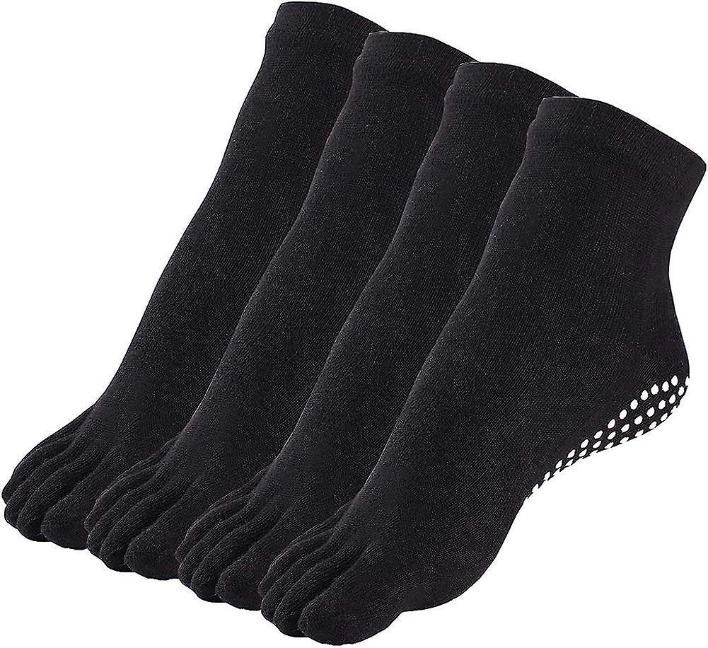 Lchouyy 4 Pairs Yoga Socks Non Slip Skid Pilates Barre Grip Socks With Toes