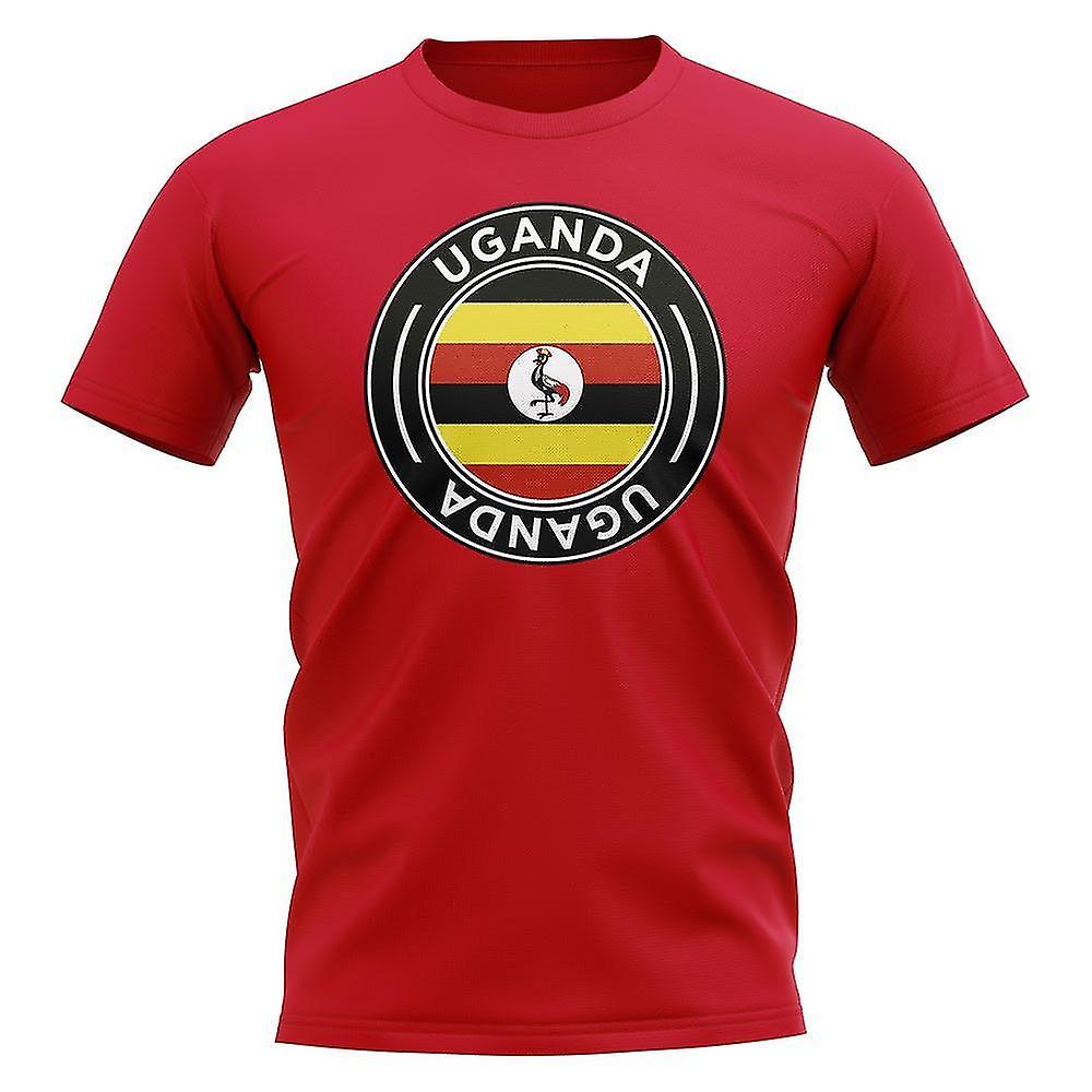 UKSoccerShop Uganda Football Badge T-Shirt (Red) MW