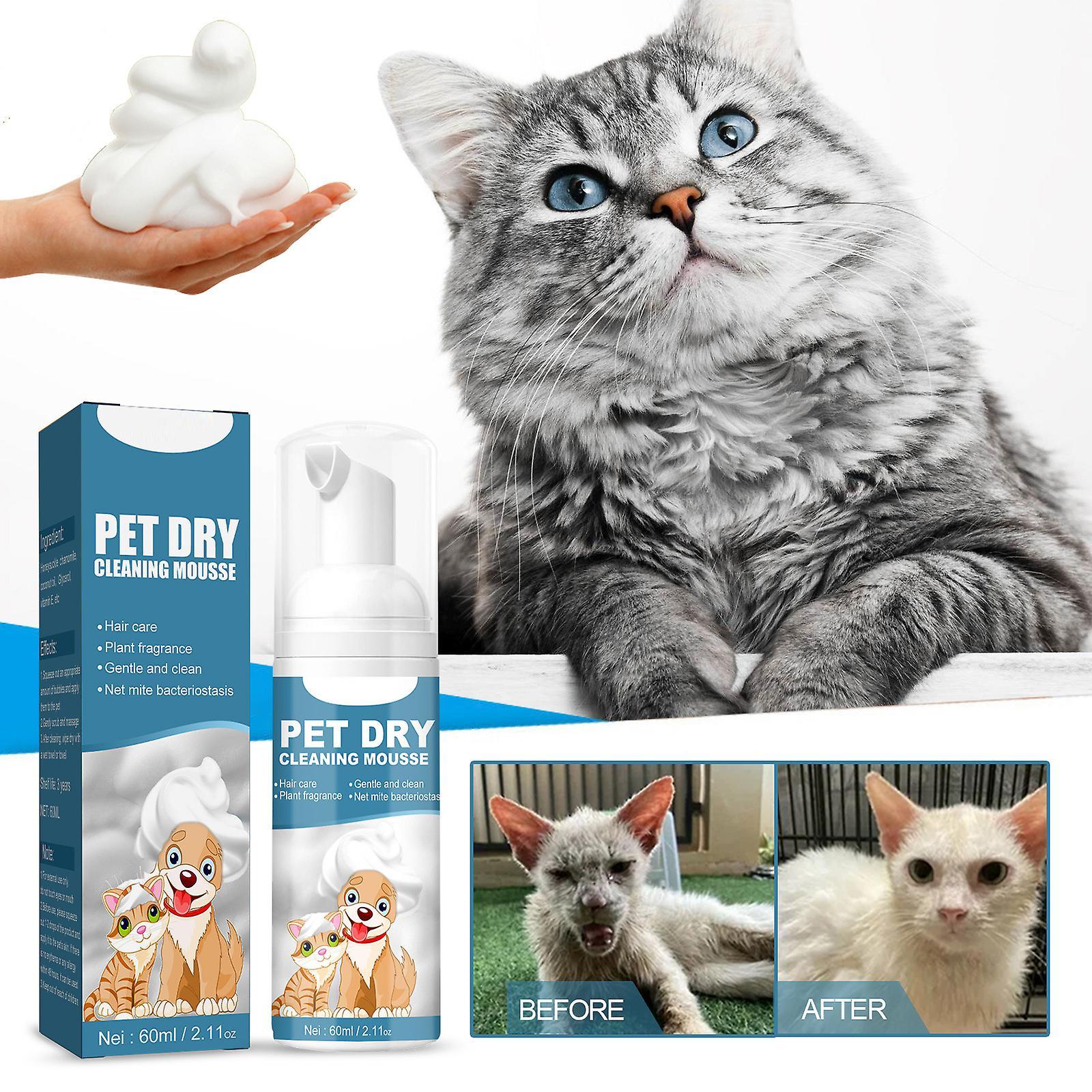 unbrand Dry Shampoo For Cats | No Rinse Dogs Cats Cleaning Mousse | Rinse Free Shampoo For Dogs And Cats, Freshens And Removes Odors, Shorten Pets ...