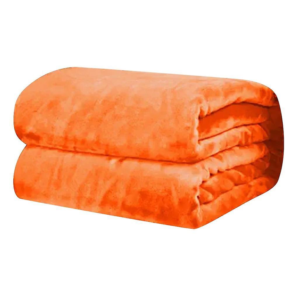 Baodan Super Soft Warm Solid Warm Micro Plush Fleece Blanket Throw Rug Sofa Bedding Orange