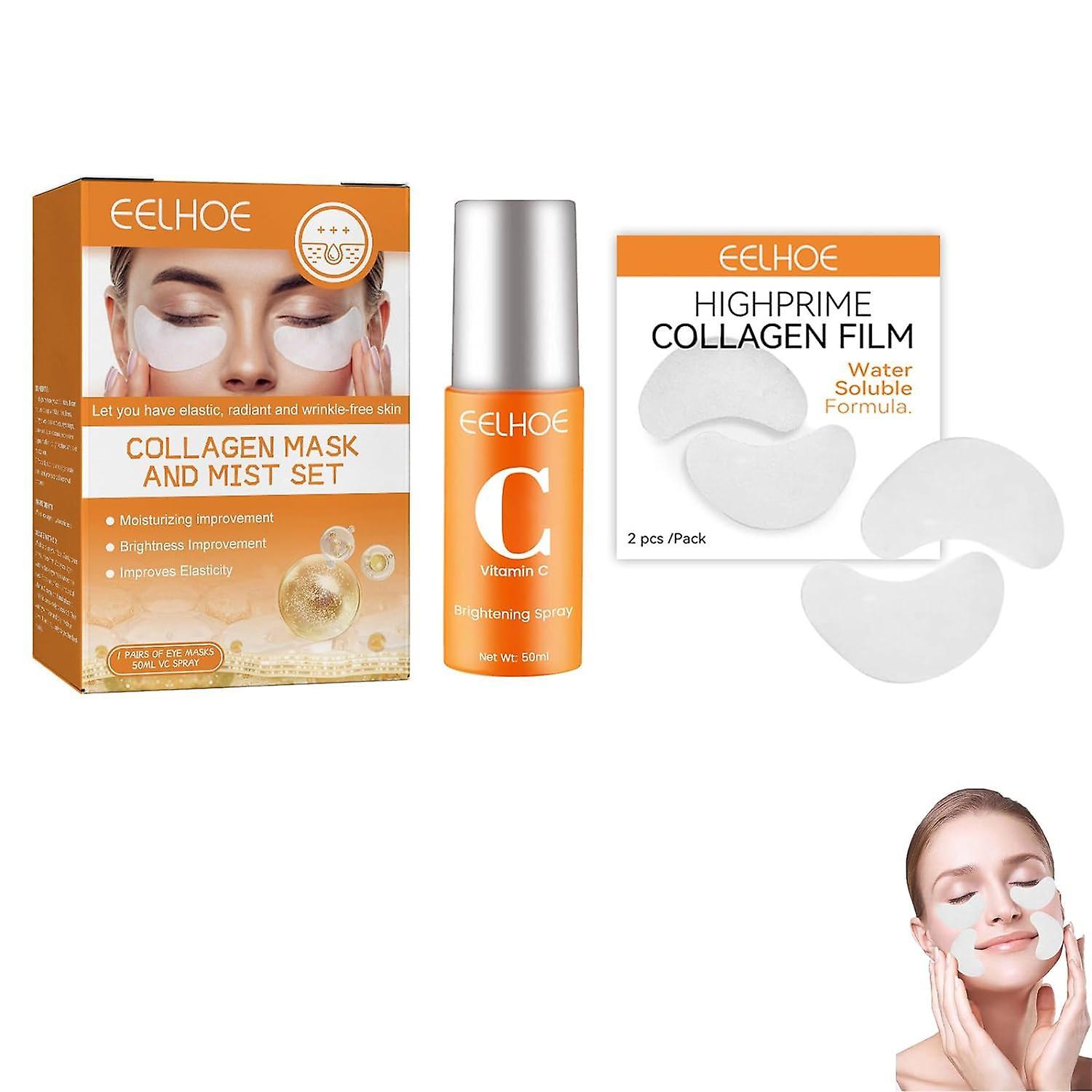 Vonkayi Highprime Collagen Film with Spray, Highprime Collagen Film Mask for Cheek, Eye, Anti-Wrinkle and Anti-Ageing