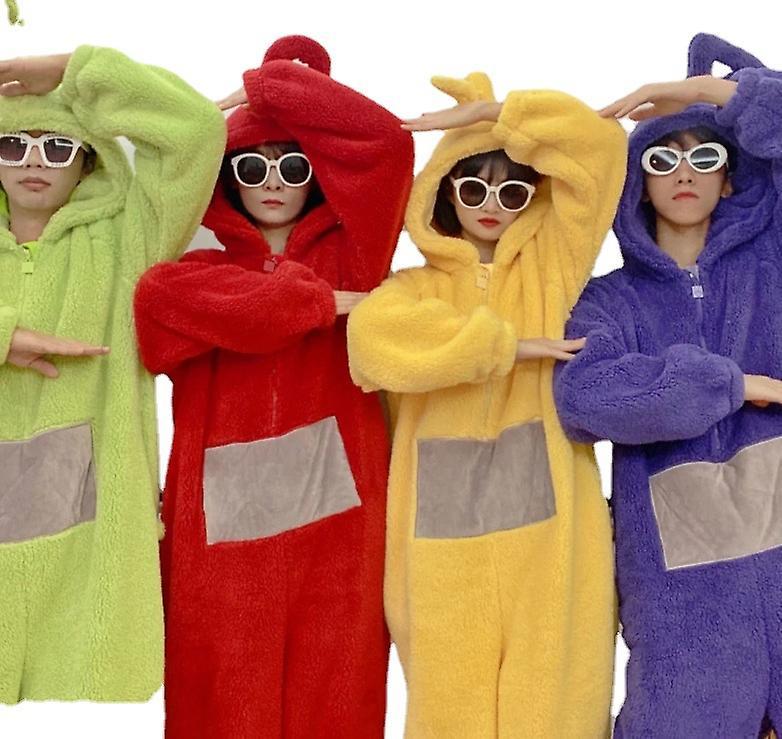 Longzhen Teletubbies Cosplay Costumes For Adult Unisex, Disi Onesies Lala Cosplay Pajamas Pyjamas Animal Sleepwear Jumpsuit Costume Red S