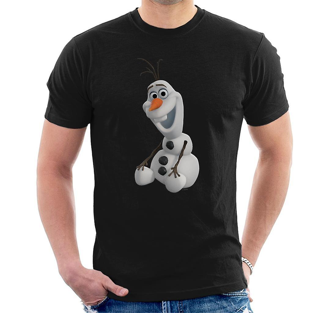 Disney Frozen Olaf The Snowman Sitting Men's T-Shirt Black Large