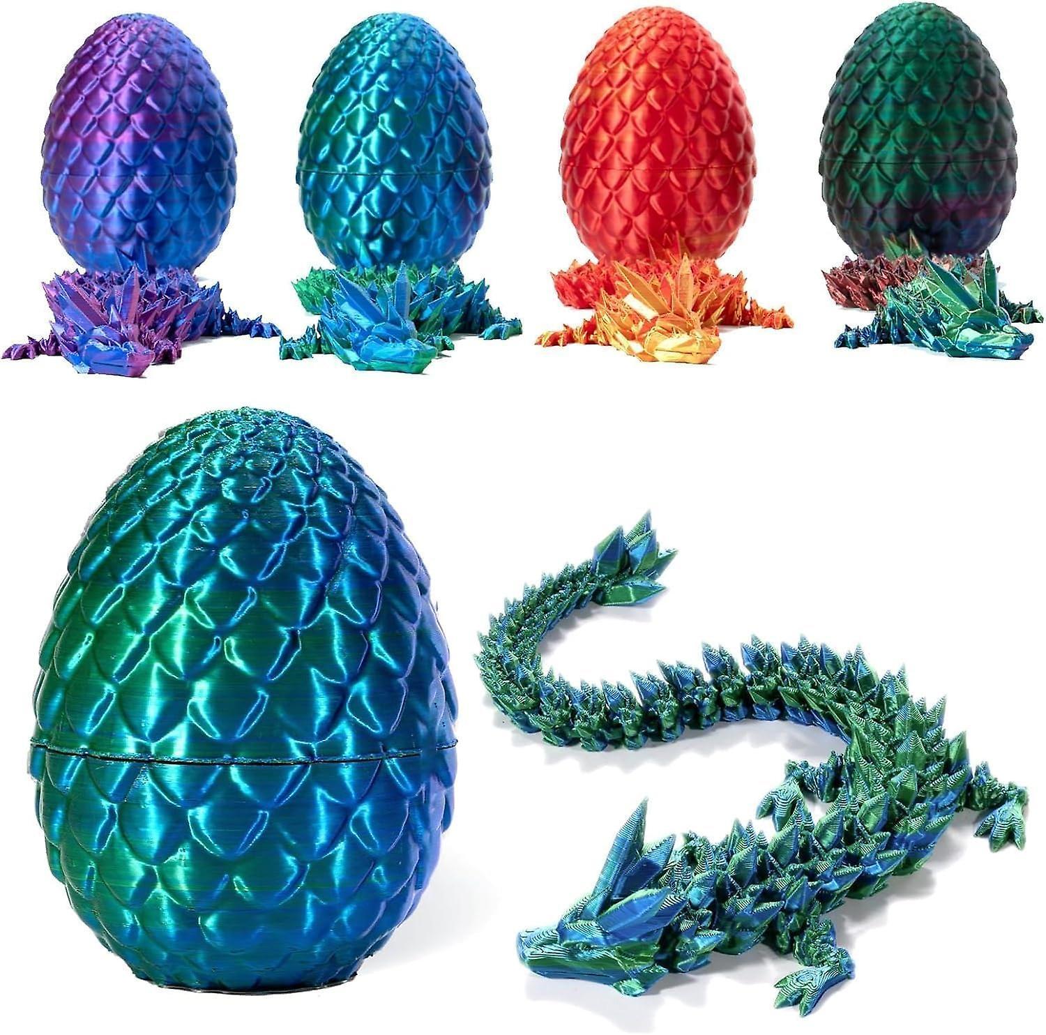 Ilwhe 3D Printed Dragon in Egg, Fully Movable Dragon Crystal Dragon with Dragon Egg Purple