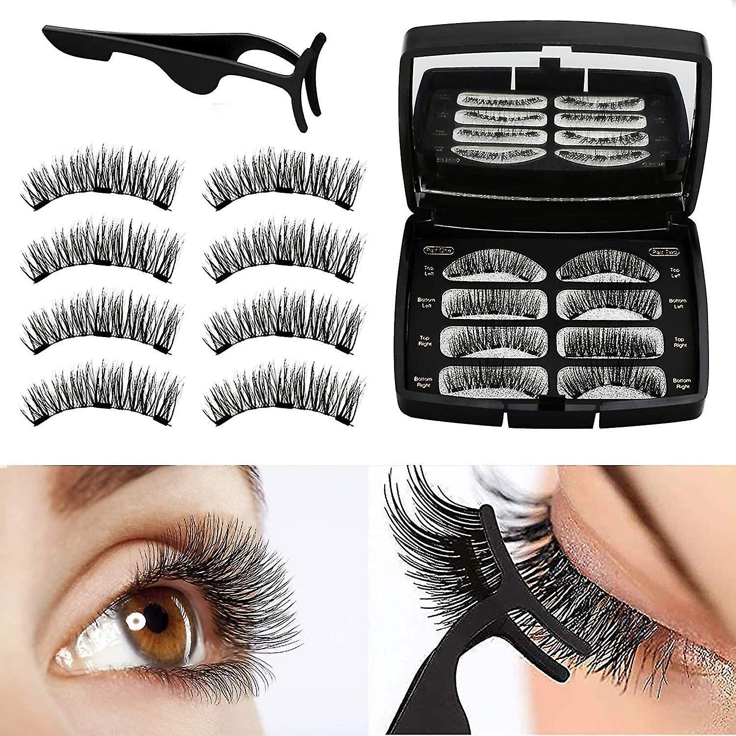 Generic Magnetic Eyelashes, Reusable 3d Magnetic False Eyelashes Fake Eye Lashes, No Glue 3 Magnets Natural Look Eyelashes Extensions With Tweezers...