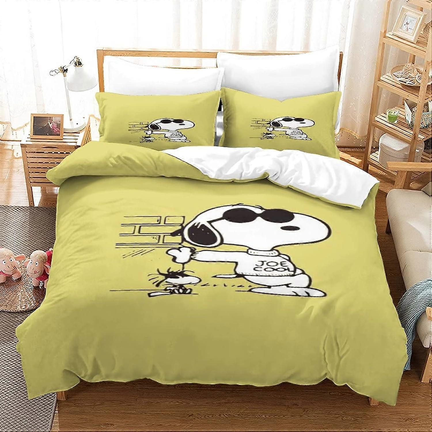 Kerota Snoopy Duvet Cover Sets Bedding Set ,D Cartoon Printed Adult Child Microfiber Bedding Set with Duvet Covers Single135x200cm