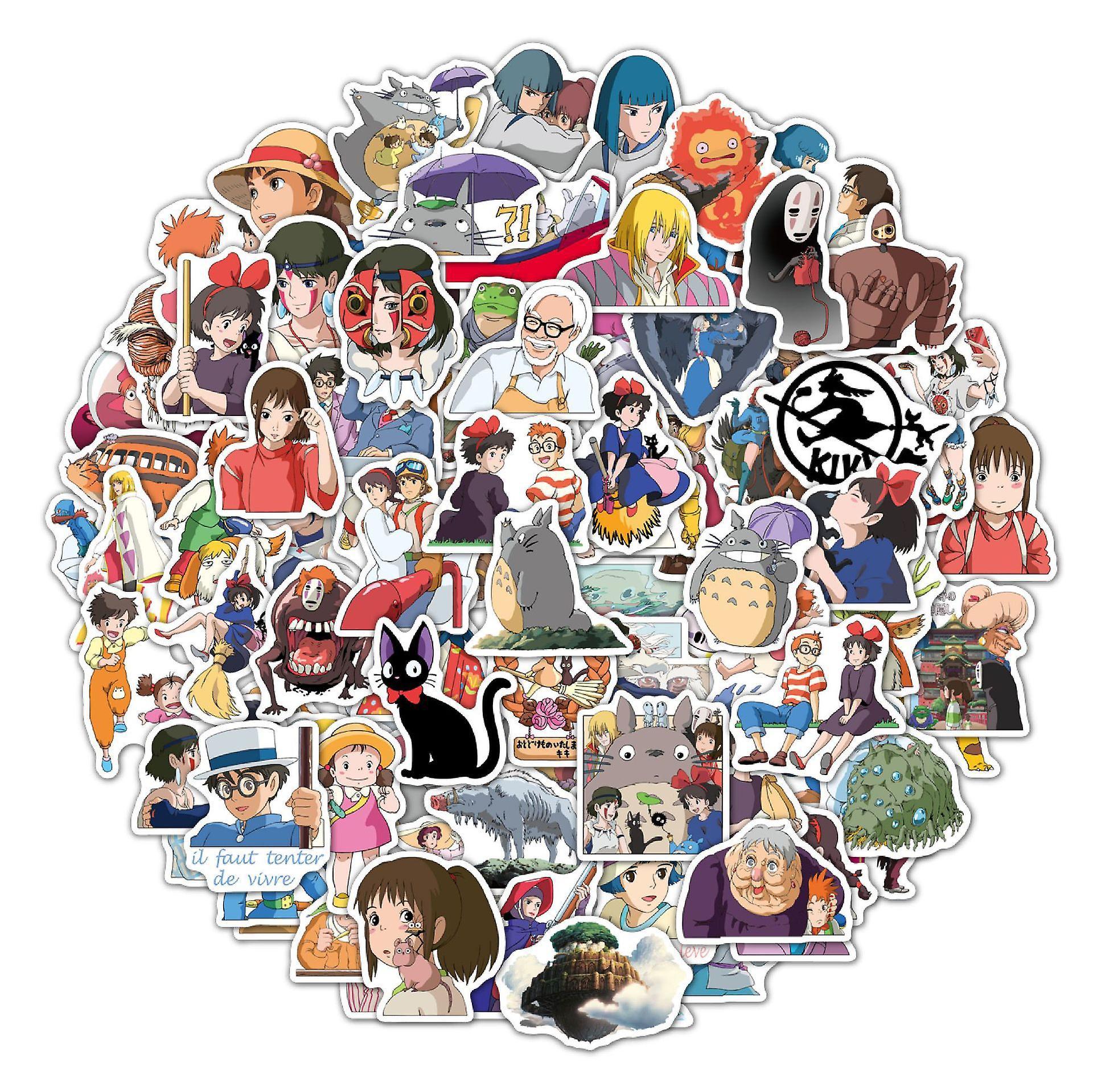 Wjiaer Studio Ghibli Stickers Set, 100pcs Vinly Waterproof Anime Stickers For Laptop Skateboard Water Bottle For Kids Adults