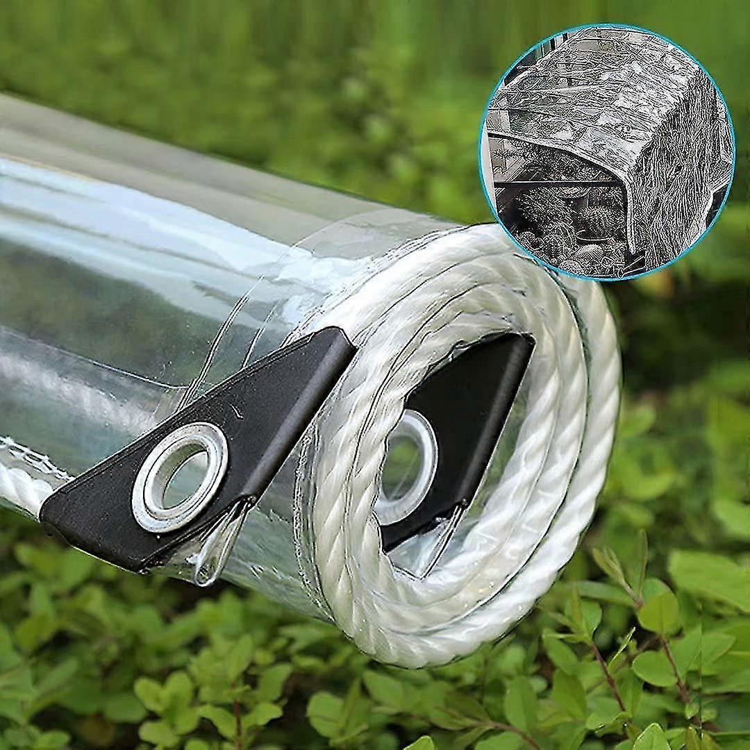 Asiv Waterproof Transparent Tarpaulin Pe Garden Tarpaulin Sheet Film Fabric With / Grommets And Heavy Duty Lanyard / Anti-uv / Windproof Plant Insu...