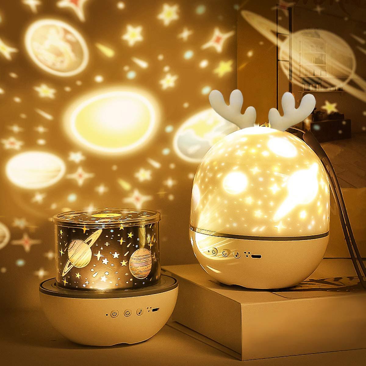 Augro Baby Projector Night Light, Led Child Night Light Musical And Luminous Lamp 360 Rotation, 8 Songs, 6 Projection Movies, Stars Projector Lamp ...