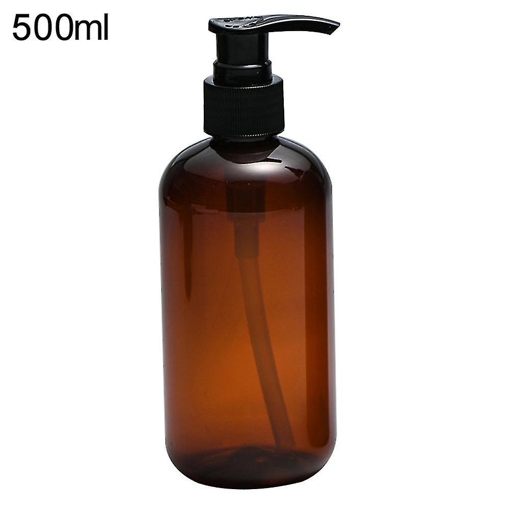 Bxs 250/500ml Clear Press Pump Empty Bottle Refillable Shampoo Liquid Soap Dispenser Brown