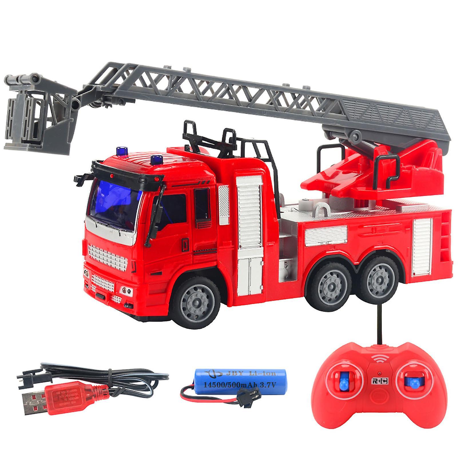 ohfruit Remote Control Electric Spray Water Fireman Fire Truck Car Model Kids Toy Gift B