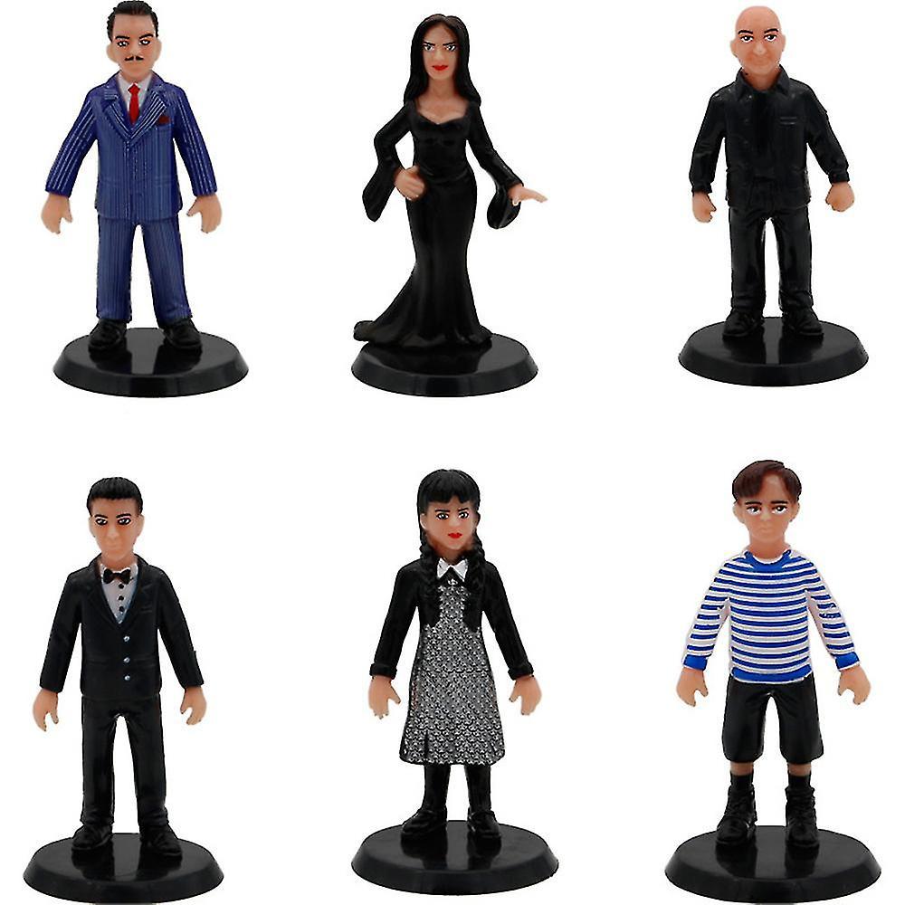 Aswei 6pcs Wednesday Addams Family Figure Figurine Doll With Base Kids Gift Toy