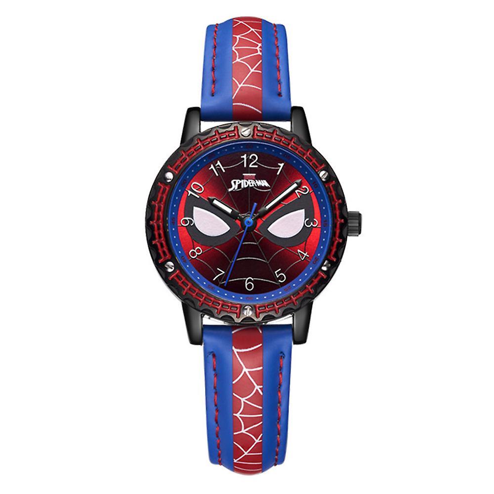 Shinestar Spiderman Cool Luminous Wrist Watch Kids Waterproof Analogue Watches Bracelet Boys Girls Children Gift Blue Red