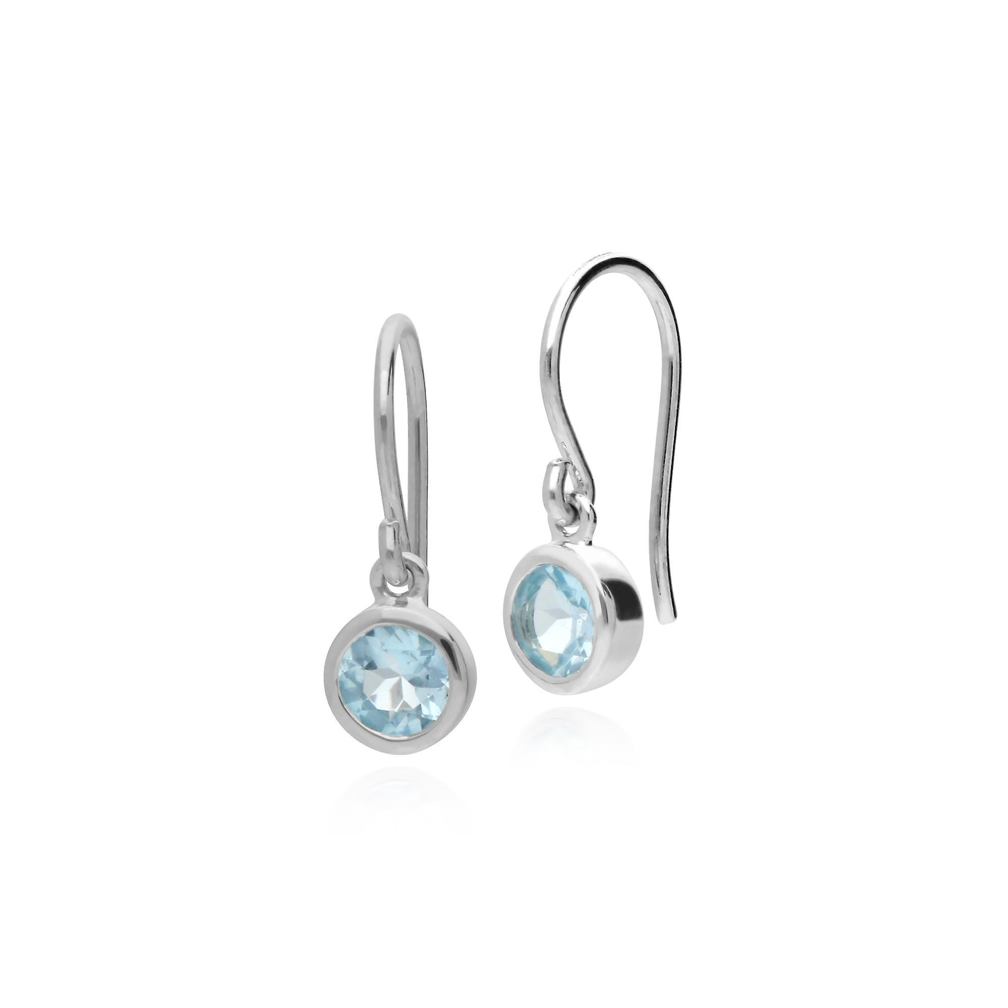 Gemondo Essential Round Blue Topaz Bezel Set Drop Earrings in 925 Sterling Silver 253E150302925 One Size