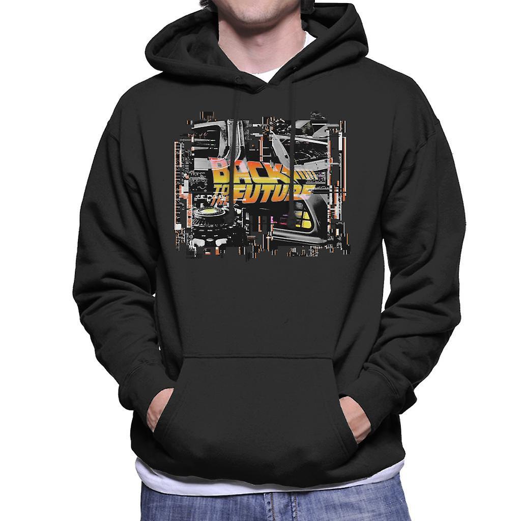 Back to the Future Delorean Montage Men's Hooded Sweatshirt Black Medium