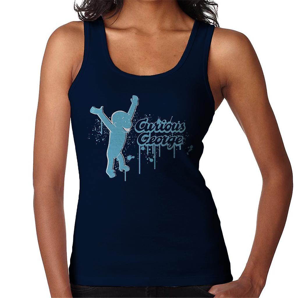 Curious George Paint Drip Logo Women's Vest Navy Blue X-Large